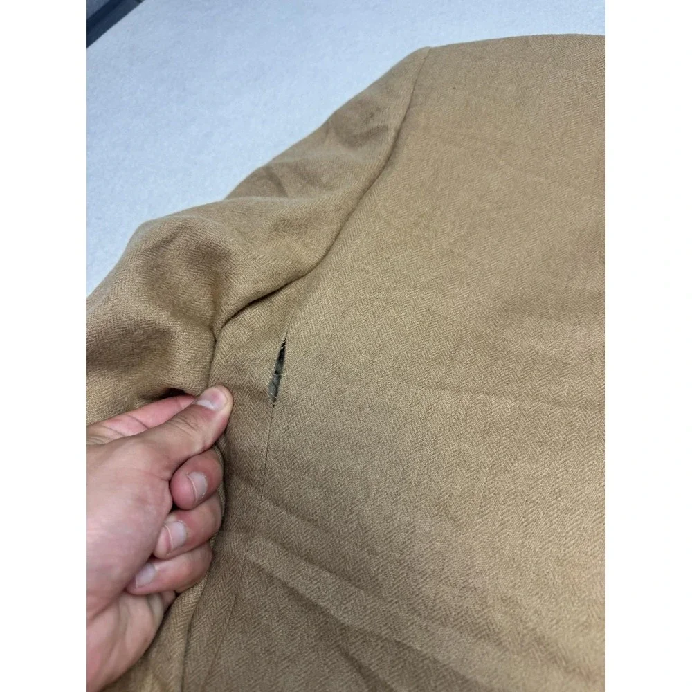 Saks Fifth Avenue Loro Piano Blazer Mens 38 Beige Herringbone 100% Camelhair